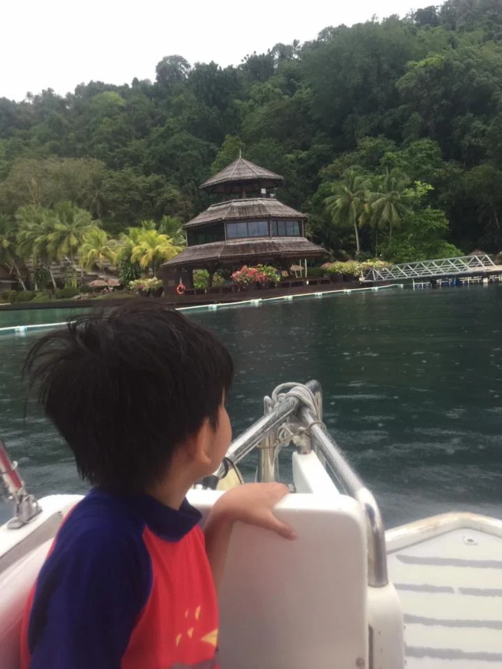 On the boat going to Pearl Farm Beach Resort