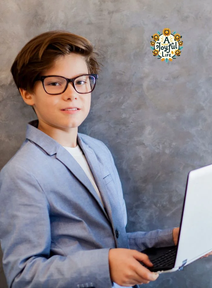 A teen using a laptop for investing.