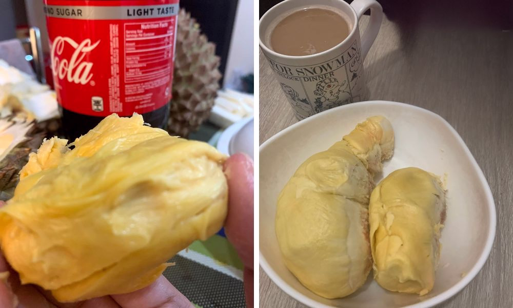 Durian can be enjoyed with Coke or coffee