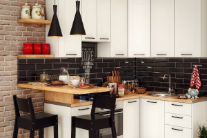 A small but organized kitchen.