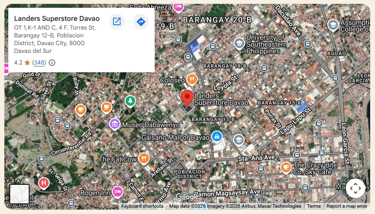 Map showing Landers Superstore Davao location