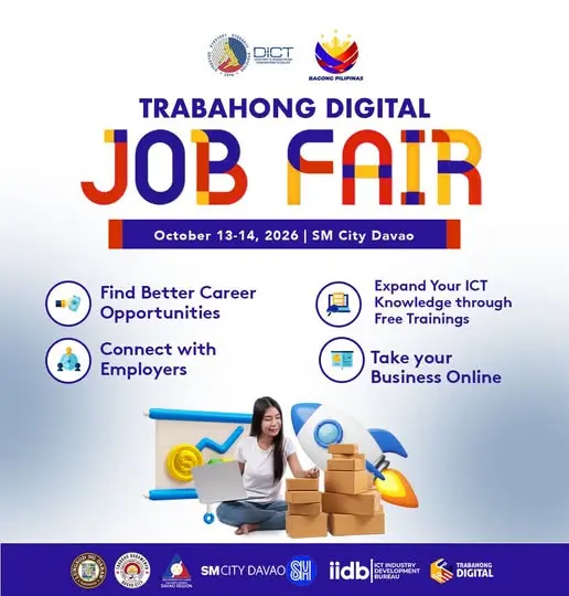DICT Region XI Trabahong Digital Job Fair 2026 poster promoting digital and ICT job opportunities
